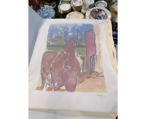 A BOB DYLAN PENCIL SIGNED LIMITED EDITION PRINT - 'HORSE' (2010) FROM THE DRAWN BLANK SERIES, UNFRAMED