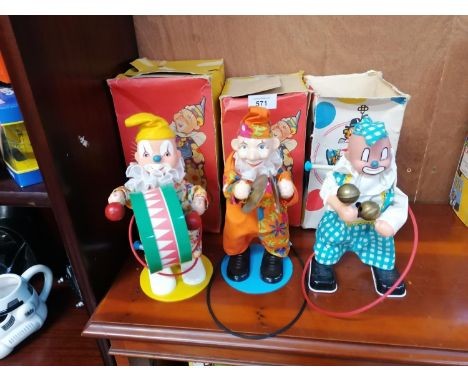 THREE VINTAGE BOXED MOVING CLOWN MODELS 