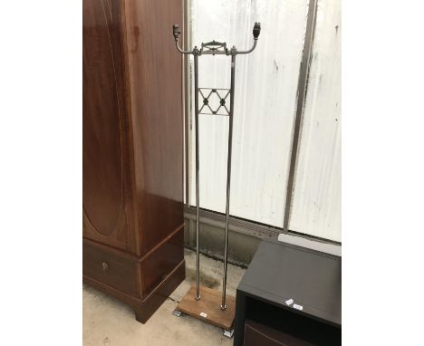 A METAL TWIN BRANCH STANDARD LAMP 