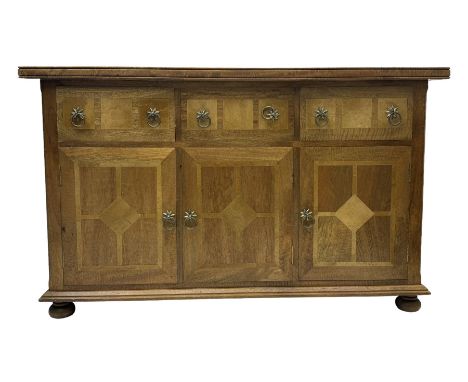 Barker & Stonehouse ‘Flagstone’ range mango wood sideboard, fluted rectangular top above three drawers and three cupboards wi