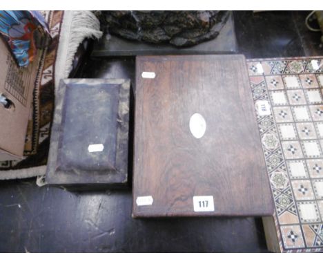 MAHOGANY WRITING SLOPE AND CONTENTS, INC. A TEA CADDY A.F