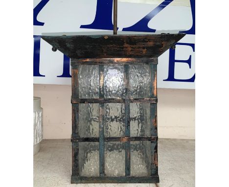 An early 20th century anodised metal hall lantern 