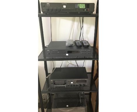 A NAB stereo system comprising record deck, receiver 7120, cd player C542, tape deck and a pair of Monitor audio floor standi