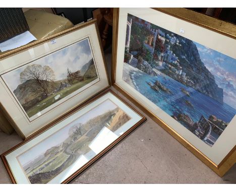 Alan Ingham, 'Tranquil Valley', artist signed print, framed and glazed; a similar print; an Impressionistic print, continenta