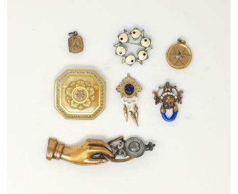 A Danish enamel fish brooch; 6 other items of jewellery 