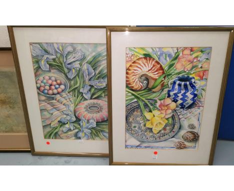 M Heywood, Impressionistic study of children, pair of water colours, signed, 26 x 35cm, framed and glazed; Judith Scales, pai