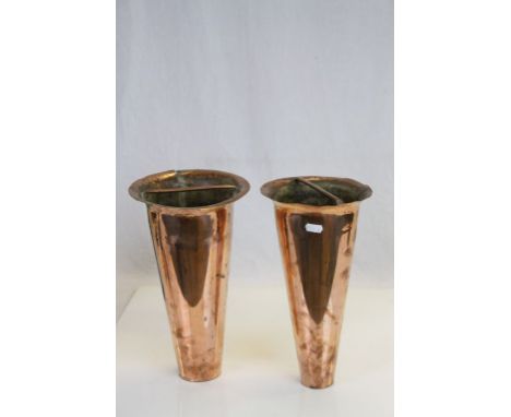 Pair of Vintage Copper Milk Carriers, 33cms high