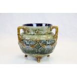 Early 20th century Royal Doulton three handled couldron pot no.6948 by Ether Beard
