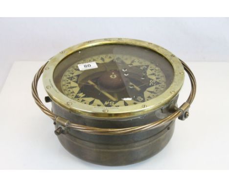 Large vintage Ships "Dead Beat Sestrel Compass" by Henry Browne &amp; Son Ltd Barking &amp; London", Brass cased with Gimbal 