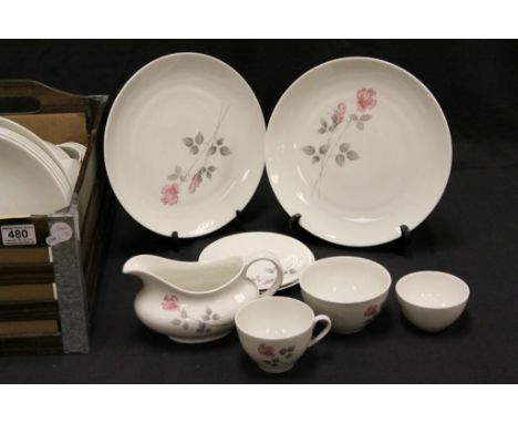 Royal Doulton ' Pillar Rose ' Dinner, Tea and Coffee Ware including 8 Dinner Plates, 6 Dessert Plates, 12 Tea Plates, 6 Cerea