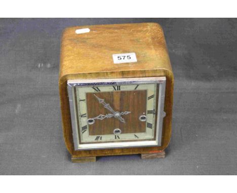 Westminster chime Enfield clock co London ltd mantel clock retailed by James Walker ltd with key and pendulum 