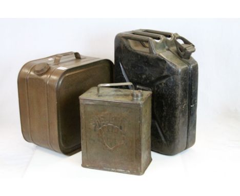 Original Vintage Jerry Can dated 1945 and Two Vintage Oil Cans