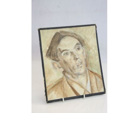 After Augustus John portrait painting of a young man inscribed and indistinctly signed 