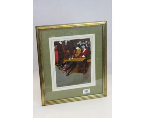 John Rodney Haymer lithograph portrait of two ladies seated in a French cafe 