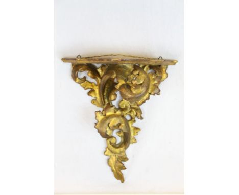 Vintage Gilt wooden Shelf of Naturalistic form, approx 29cm long in total