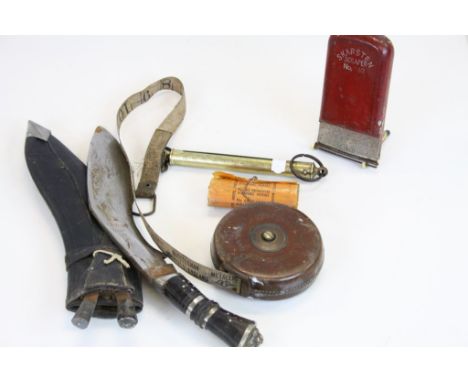 Small group of vintage Tools to include Salters balance spring Scales, Skarsten Scraper No62 etc and a vintage Kukri knife