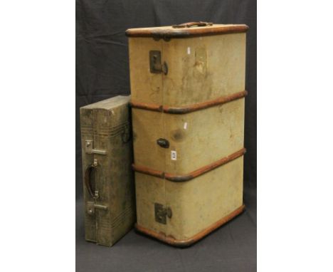 Two Vintage Suitcases to include a wooden banded example