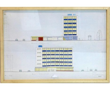 A pen and ink architectural design signed D. Stephens, 56 x 75cm 