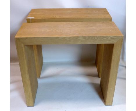 A pair of pine console tables, H.80 W.90 D.35cm 