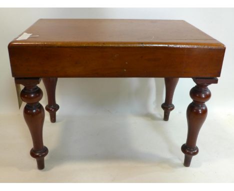 A Victorian mahogany commode stool with ceramic liner, H.45 W.58 D.37cm 