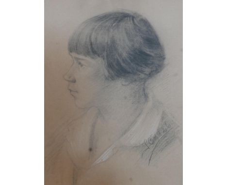 An early 20th century pencil portrait sketch, signed and dated 1926, 42 x 33cm 