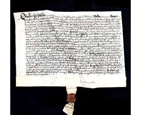 EARLY MANUSCRIPT DOCUMENT. Quitclaim, 6th oct 1572.Stephen Turclyff of Moreleigh in Devon, Yeoman, to William Peers of Asprin