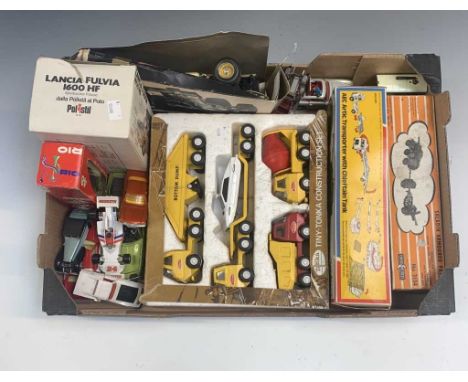 Diecast toys: Comprising a boxed Crescent Saladin armoured patrol set no. 2154 , a boxed Dinky AEC Artic transporter with chi