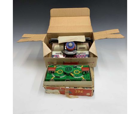 TINPLATE TOYS (x 3): Lot comprises a West German mechanically operated coal mine manufactured by Technofix (box a.f.), a Mett