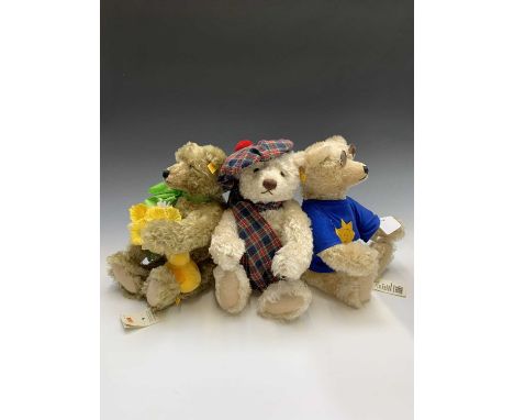 Three Steiff bears - Four Seasons Summer Teddy Bear - Mohair With Growler - No 654473 together with Spring Teddy Bear - Mohai