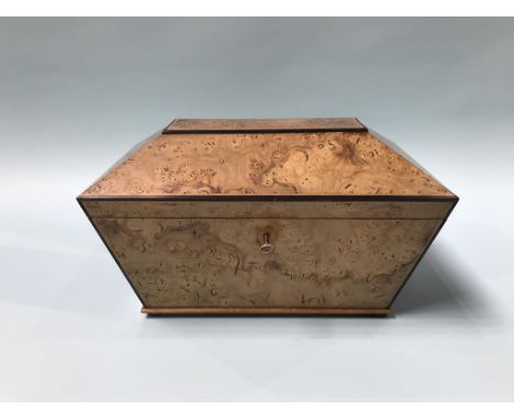 A Burr walnut tea caddy 