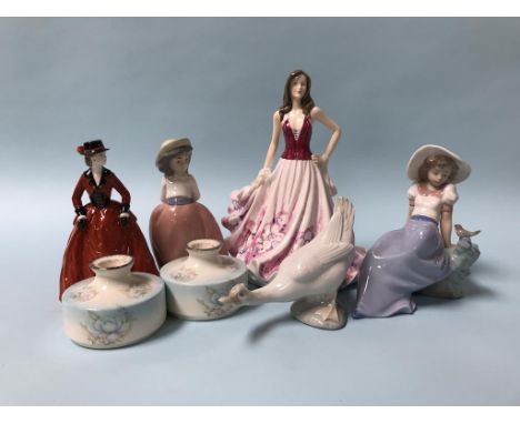 Various figures, to include Nao and Royal Worcester etc.