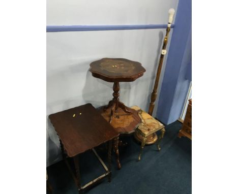 Two Italian occasional tables and a standard lamp etc.