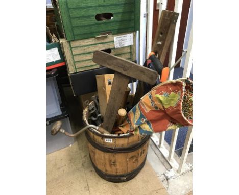 Various tools in a barrel