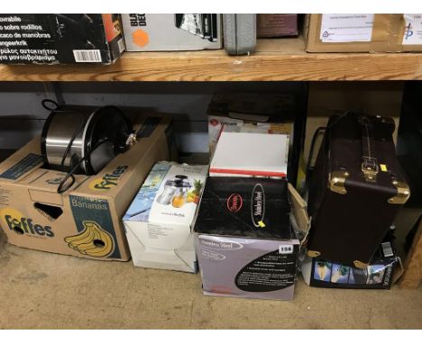 A shelf of various boxes of kitchen items etc.