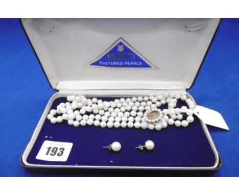 PEARL NECKLACE WITH SILVER CLASP AND EARRINGS