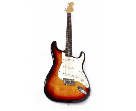 FENDER STRATOCASTER MIJ ELECTRIC GUITAR serial number T031931, vintage sunburst finish, noiseless single coil pickups and loc