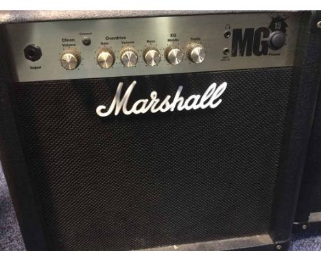 MARSHALL MG15 GUITAR COMBO AMPLIFIER8 inch speaker, 37cm high; together with a Marshall G10 MKII guitar amplifier (2)