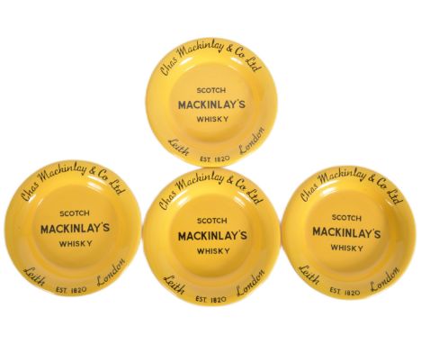 Mackinlay's Whisky - A matching set of four retro vintage 20th Century point of sale advertising ceramic dishes / pub ashtray