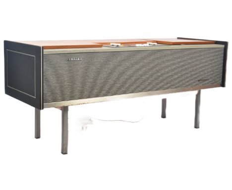 Argosy - A retro mid 20th Century free standing stereogram / radio credenza having a teak and metal case with large speaker f