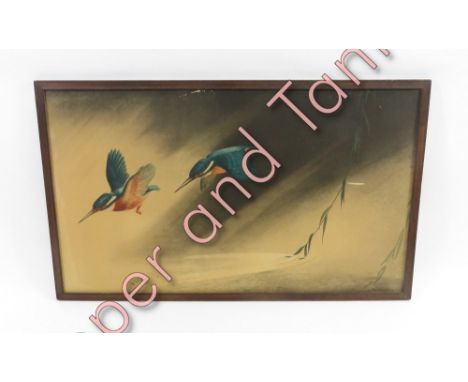 A vintage poster of Kingfishers in flight, by Tom Purvis, 63cm x 107cm