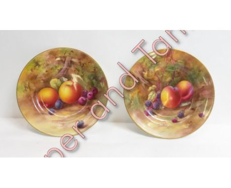 A pair of Royal Worcester porcelain fruit decorated plates, by Horace Price, each 18cm diameter