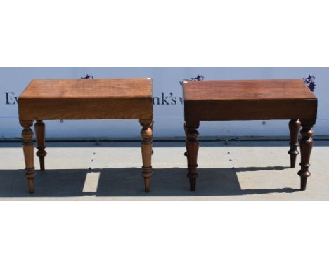 Two 19th century mahogany kidney shaped commode stool .    