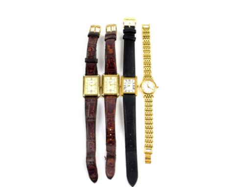 A group of gold plated ladies watches, including Raymond Weil, Rotary &amp; Seiko .    
