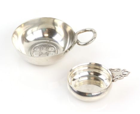 900 grade silver Greek coin set wine taster and a smaller sterling one, 121 grams .    