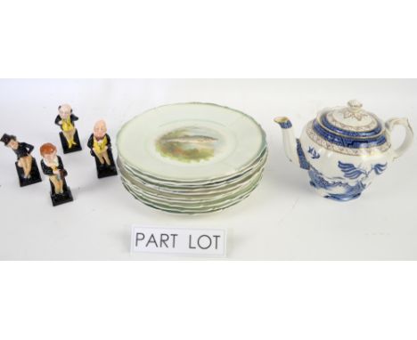 Collection of ceramics and other items, including Royal Doulton part tea service, Royal Doulton Old Willow pattern and Dicken