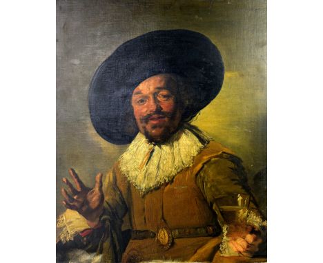 After Robert Walker- portrait of Oliver Cromwel, oil on canvas, 71cm x 58cm and a later copy of an old master, oil on panel..