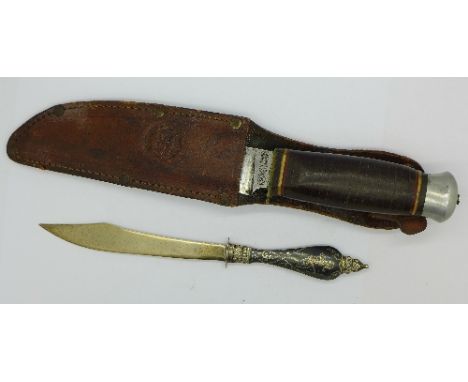 A dagger marked Kaufmann, Germany, with scabbard and a Siam silver letter opener with niello handle