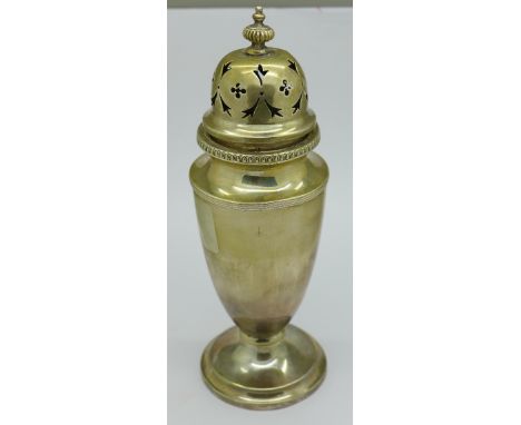 A silver shaker, hallmark worn, 147g