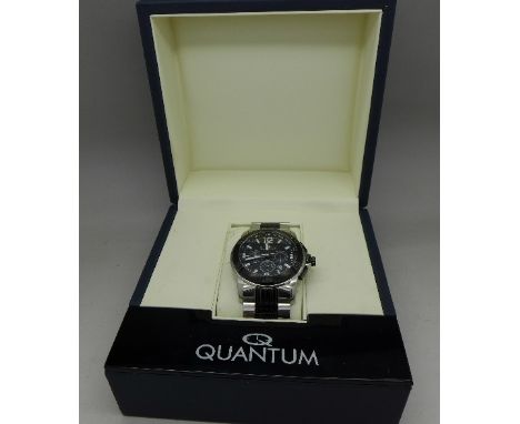 A Quantum chronograph wristwatch, boxed