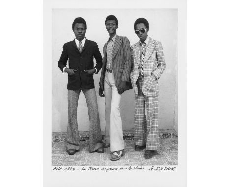 Malick Sidibé (Malian, 1935-2016)The three Sapeurs in the studio dated, titled, and signed 'Août 1974 - Les trois sapeurs dan